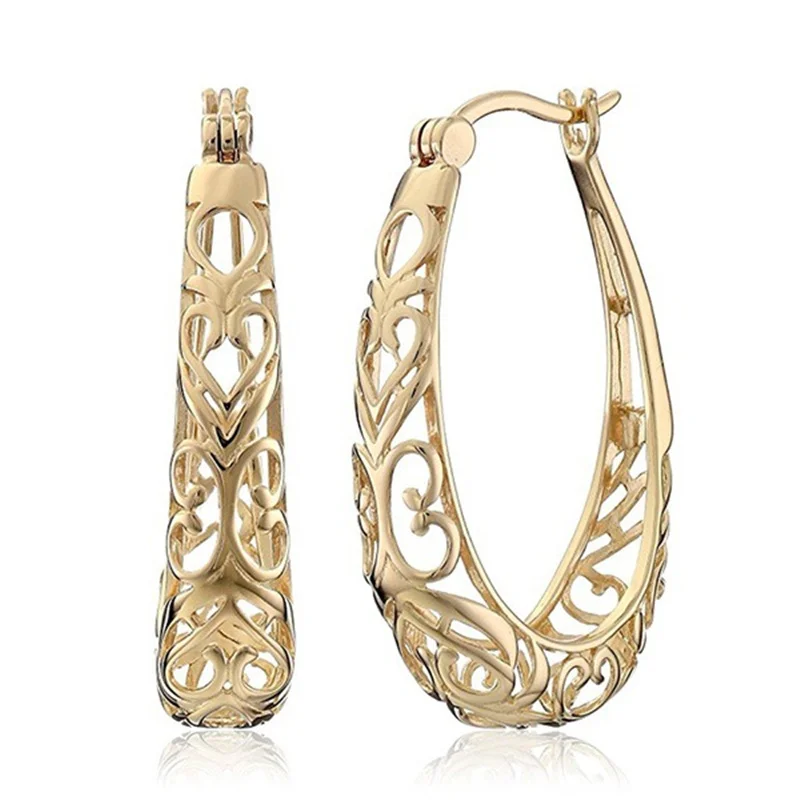 Neue 925 Silber Ohrringe Hohl Mode Große Ohrringe 18 karat Gold Ohrringe Für Frauen Charme Schmuck Geschenk