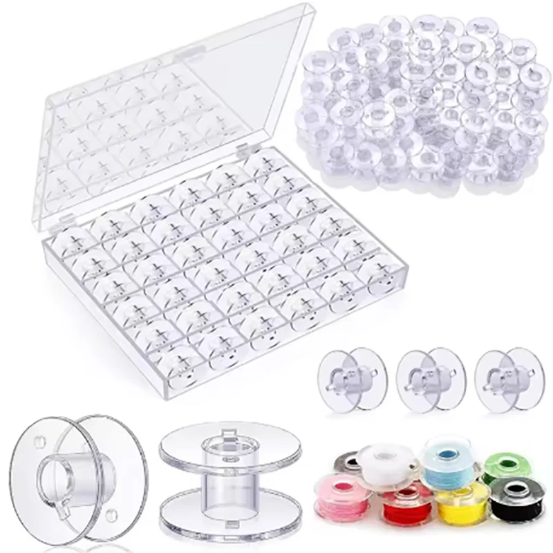 25Pcs Klar Nähmaschine Spulen Spulen Leere Spulen Spulen Kunststoff Lagerung Box Für DIY Hause Nähen Zubehör Werkzeuge Image
