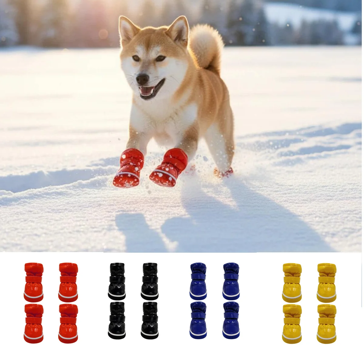 4 Teile/satz Hund Schnee Stiefel Winter Warme Hund Schuhe Polar Fleece Leder Futter für Welpen Katzen Regendicht Schuhe Haustier Schuh Zubehör