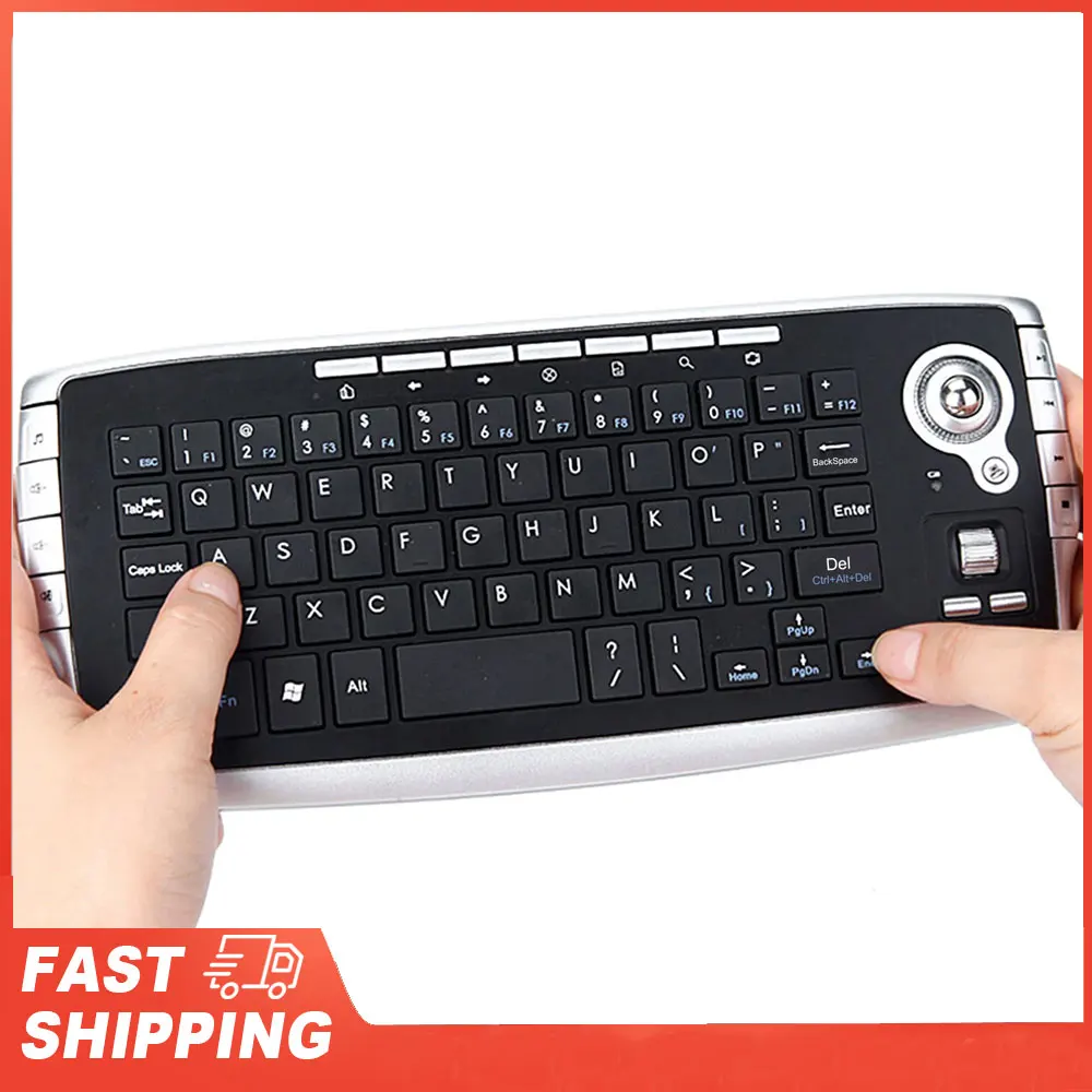 E30 2,4 GHz kabellose Tastatur mit Trackball-Maus-Scrollrad-Fernbedienung für Android TV BOX Smart TV PC Notebook Silber Image