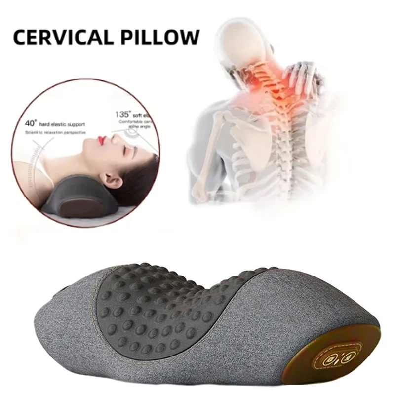 NEUE Upgrade Elektrische Neck Massage Kissen Vibration Neck Massager Zurück Zervikale Traktion Entspannen Schlafen Memory Foam Wirbelsäule Unterstützung Image