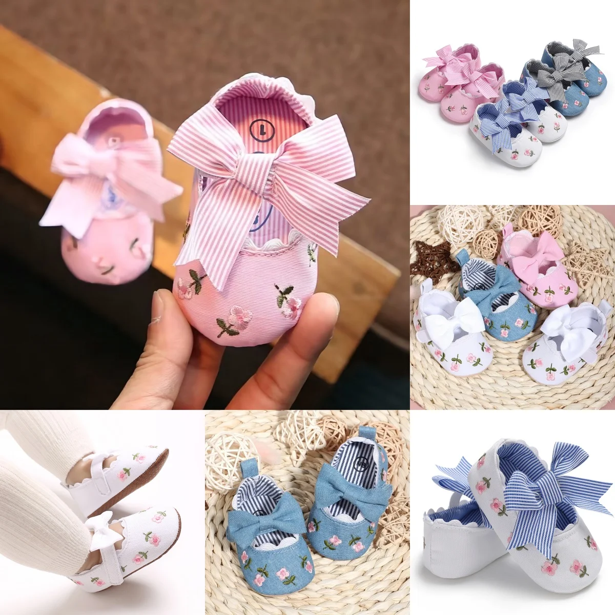 Trendige, elegante Mary-Jane-Schuhe mit Schleife für Babys, bequem, leicht, rutschfest, weiche Schuhe mit flacher Sohle für drinnen und draußen