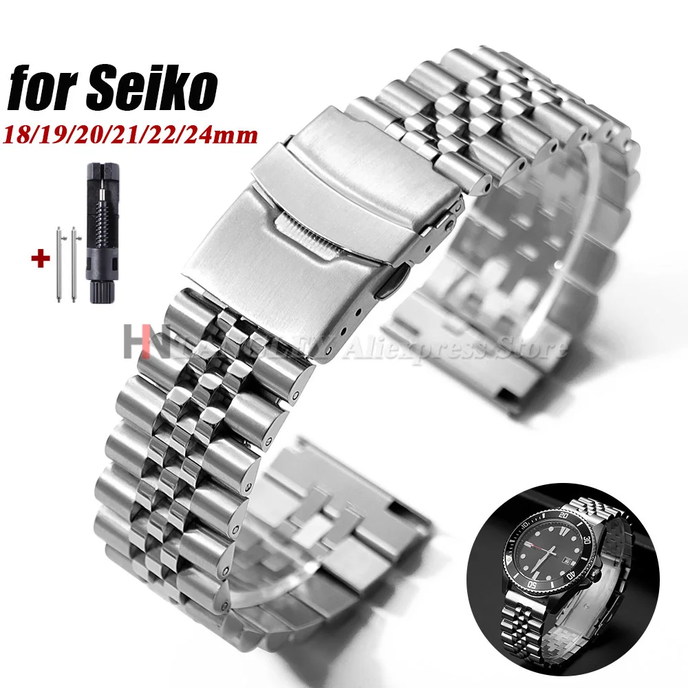 Edelstahl-Uhrenarmband mit geradem Ende für Seiko SKX007/009 für Jubilee-Metallarmband 18 mm 19 mm 20 mm 21 mm 22 mm 24 mm Image