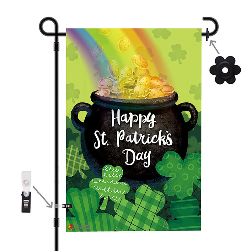 St Patrick's Day Garden Flag, Spring Yard Decoration, Irish Shamrock Design, Holiday Party Flag for Outdoor Garden, St. Patrick's Day Festival Decor.