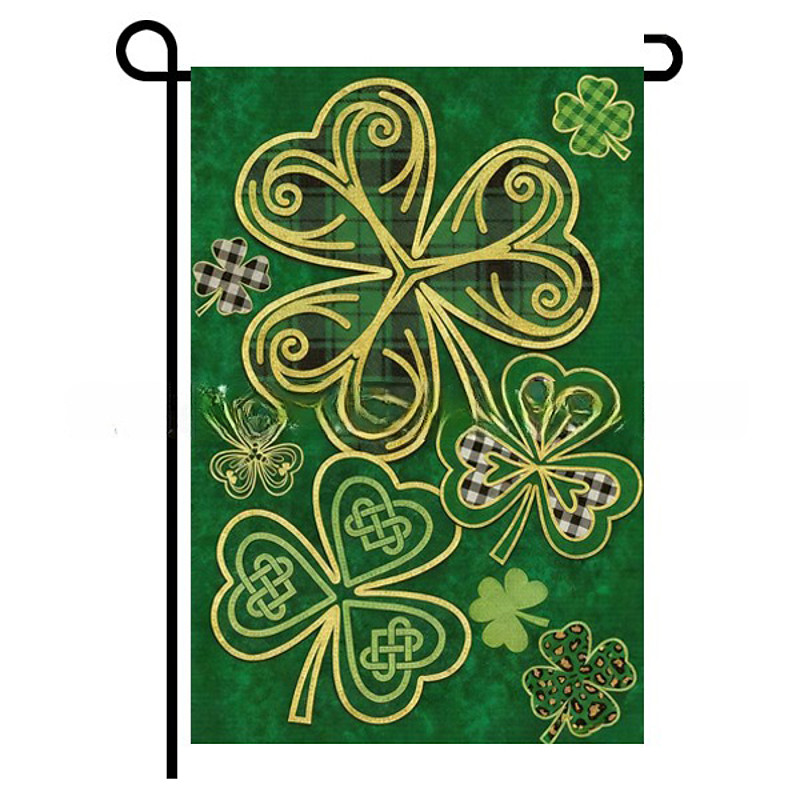 St Patrick's Day Garden Flag, Green Leaf Shamrock Design, Irish Festival Yard Decoration, St. Patrick's Day Party Décor for Outdoor Garden or Patio.