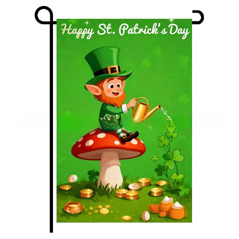 St Patrick's Day Garden Flag, Green Leaf Shamrock Design, Irish Festival Yard Decoration, St. Patrick's Day Party Décor for Outdoor Garden or Patio.