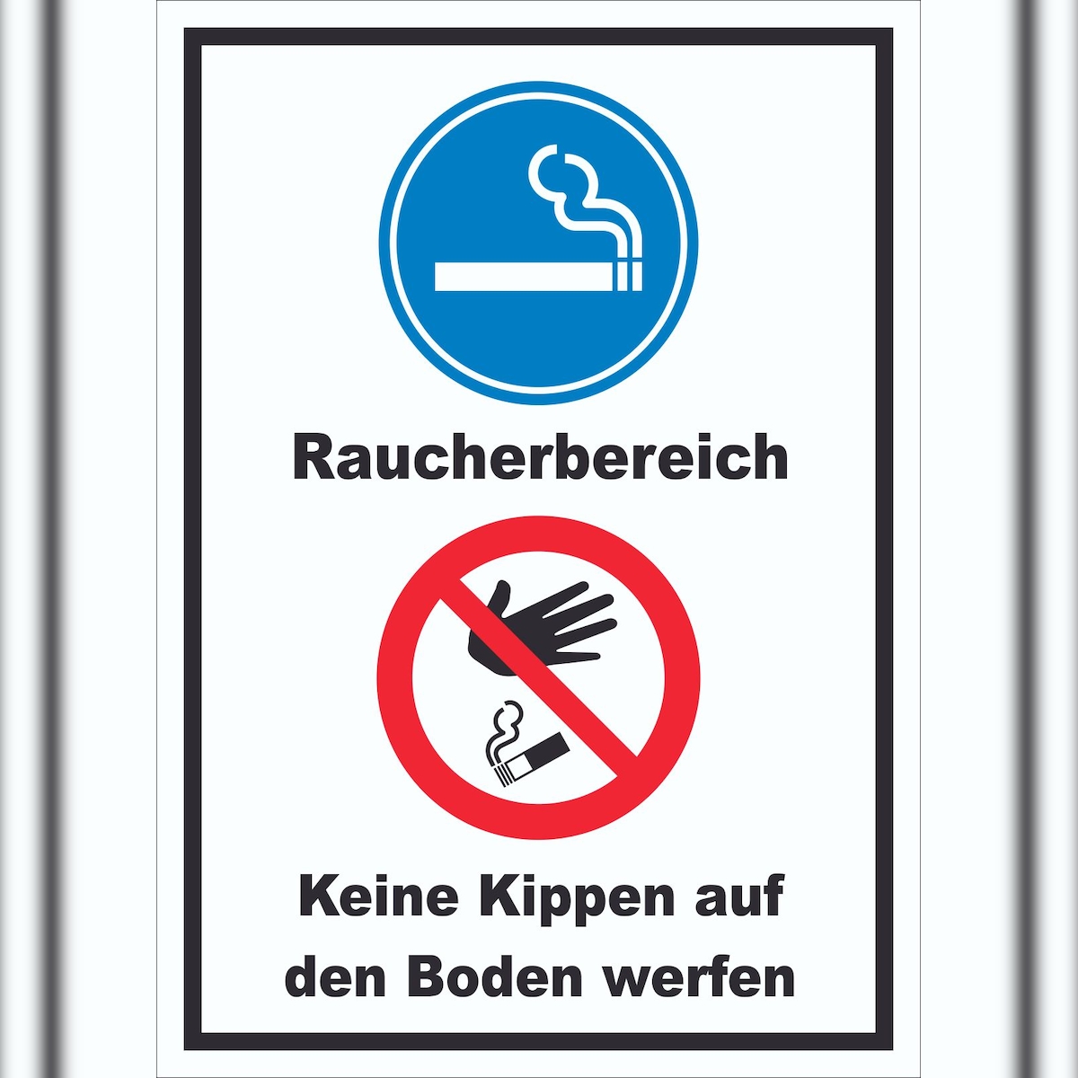 HB-Druck Schild Raucherbereich Boden verboten hochkant A3 Rückseite selbstklebend Image