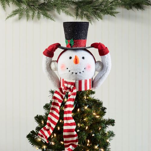Peppermint Snowman Tree Topper White , White