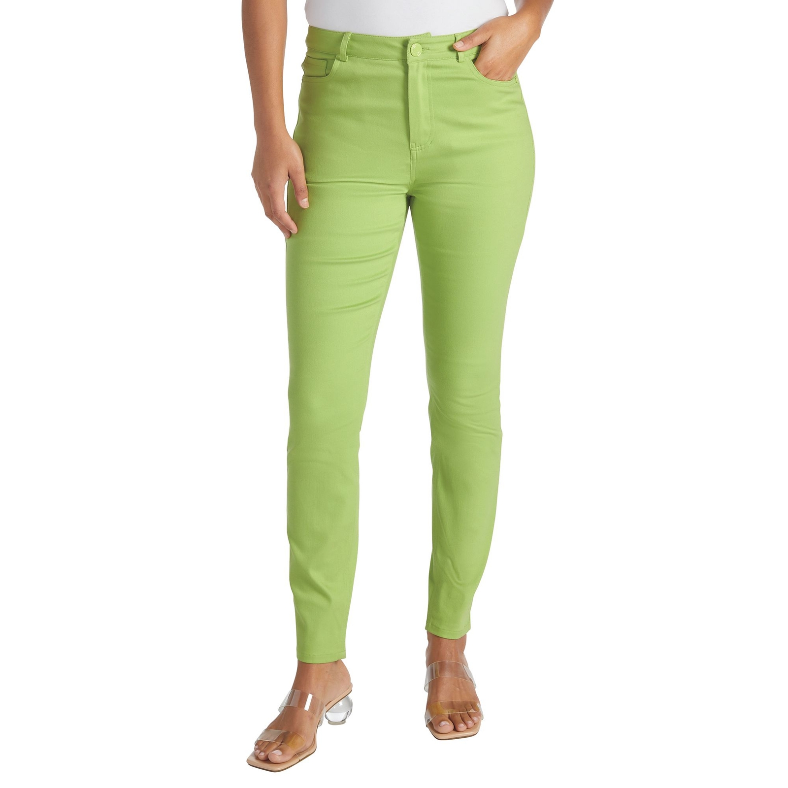 Masseys High-Rise Colored Skinny Jean (Size 8) Leaf Green, Cotton,Spandex
