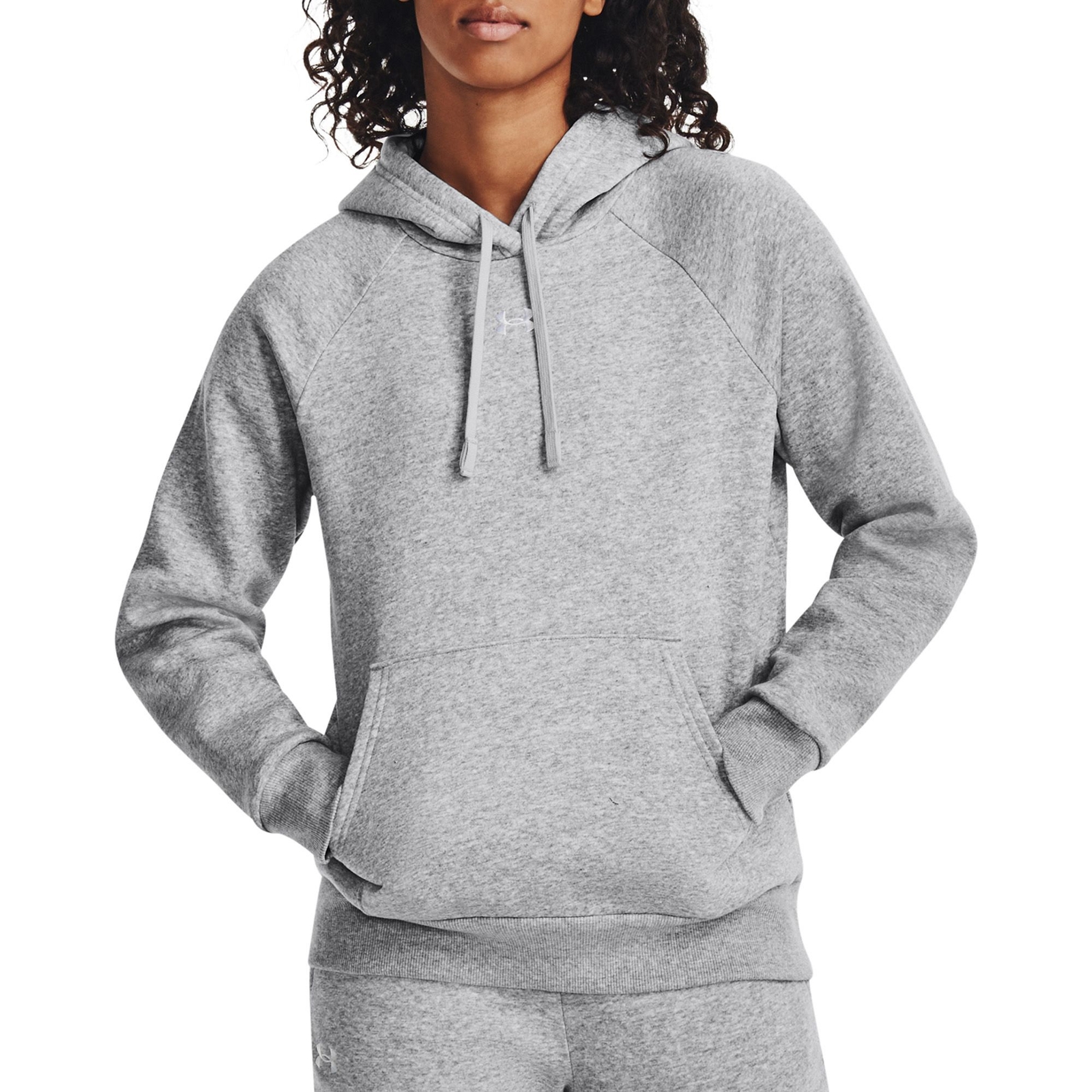 Under Armour Women's Rival Fleece Hoodie (Size S) Mod Gray Light Heather/White, Cotton,Polyester