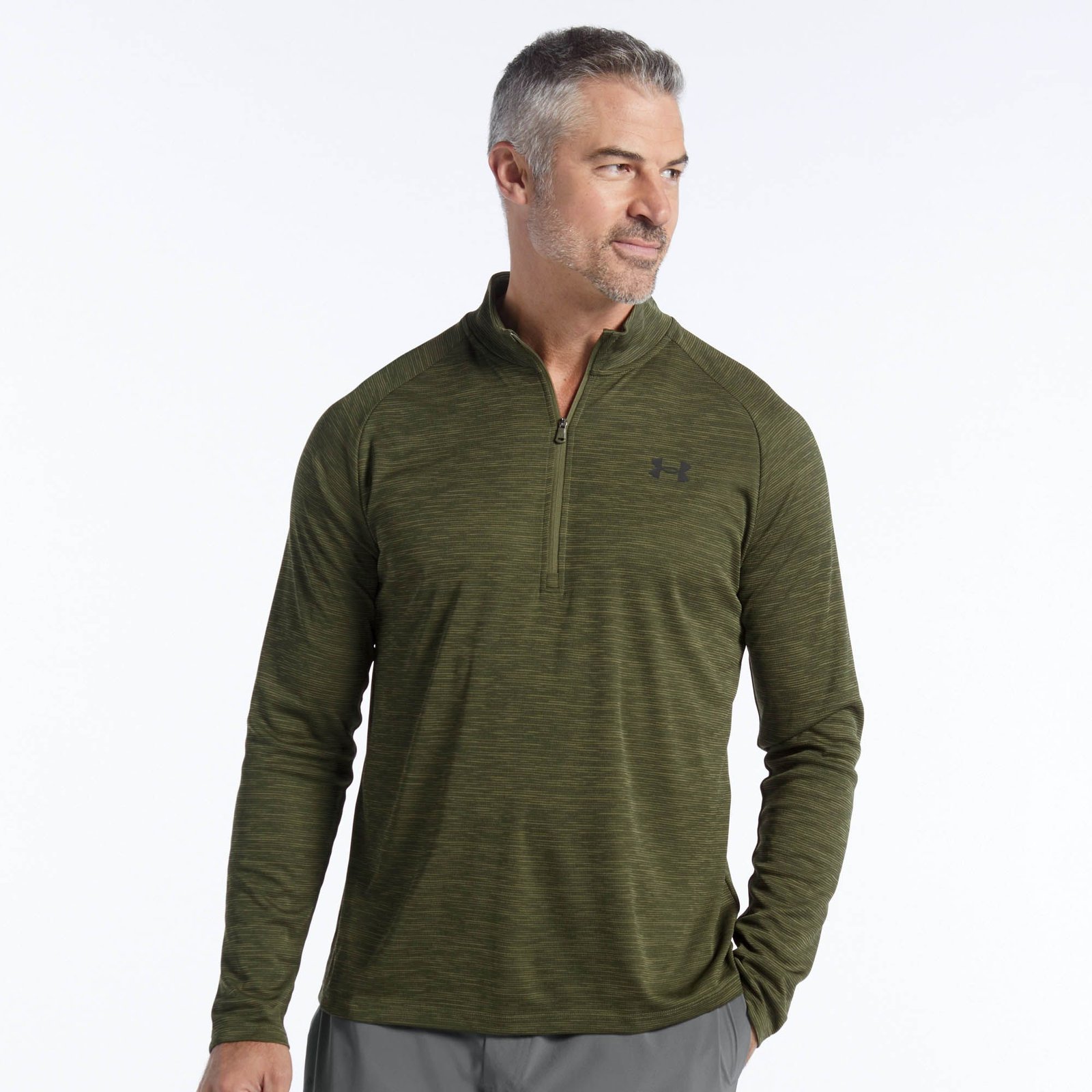 Under Armour Men's Tech Textured 1/2 Zip (Size XL) Marine OD Green/Black, Polyester