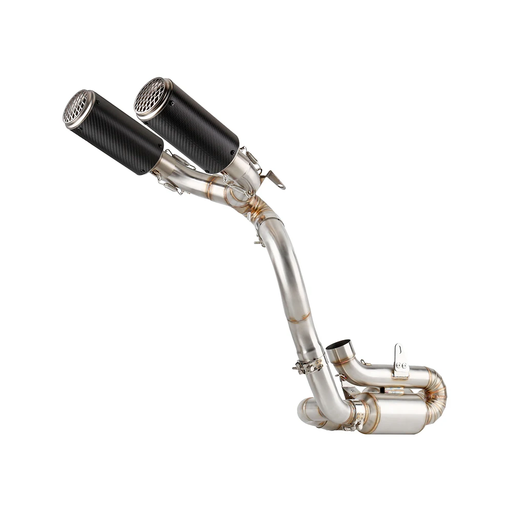 Für Ducati Panigale V4 2022 2023 2024 Panigale V4S Escape Slip-on Motorrad Hochmontierter Auspuffschalldämpfer mit Verbindungsrohr Unterseite Image