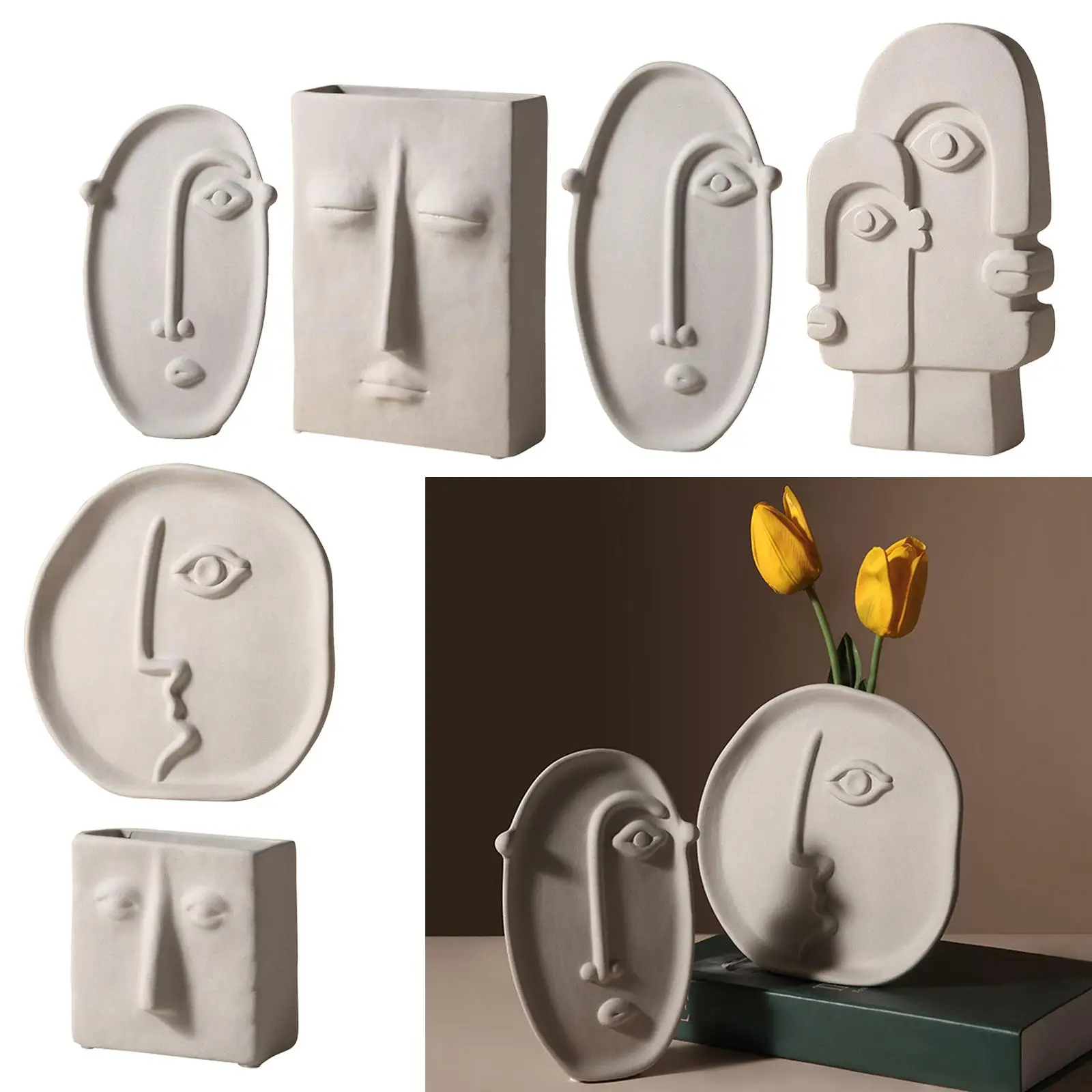 Vase, Keramikskulptur, dekorative abstrakte Keramikvase, Blumenarrangement Image