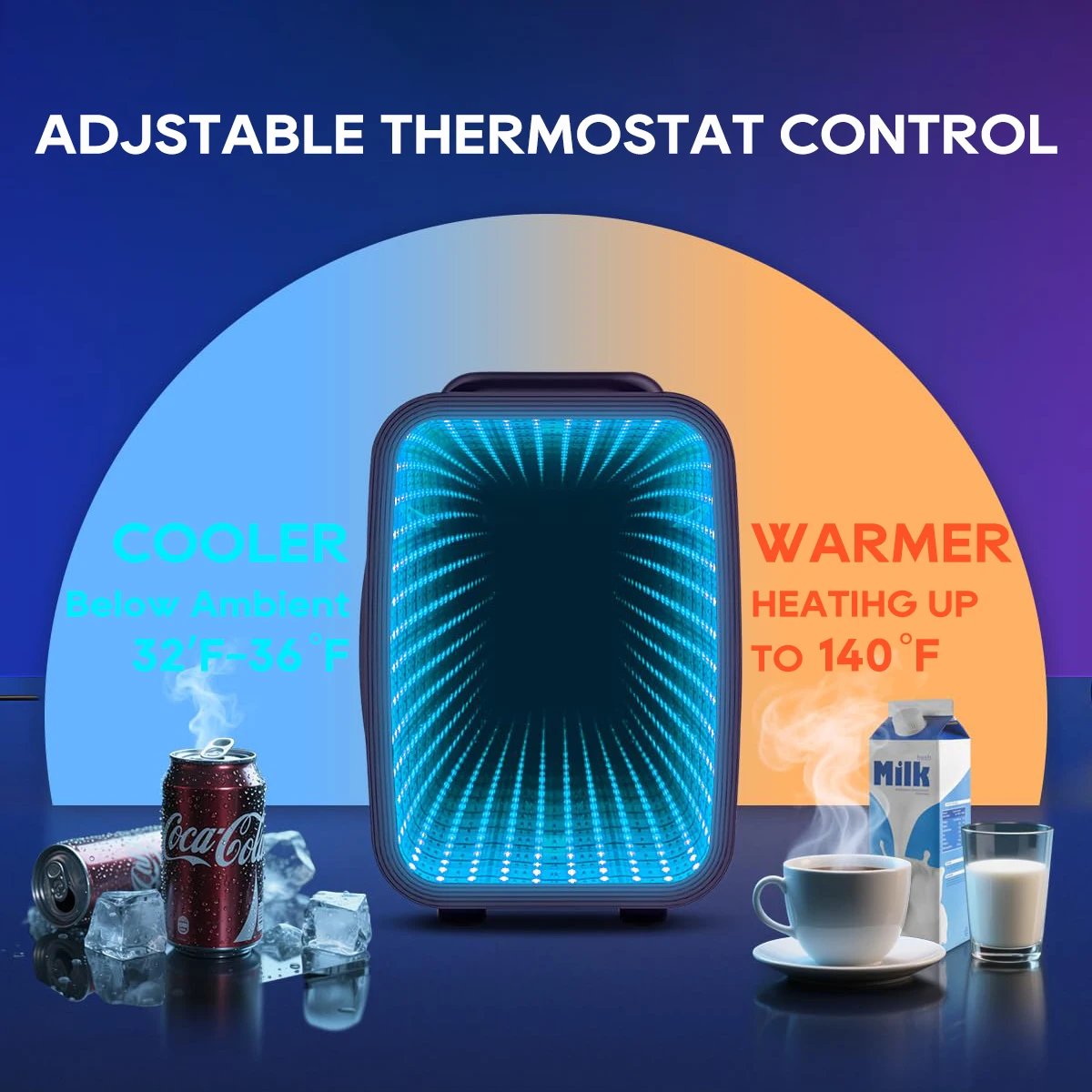 Mini réfrigérateur multifonctionnel de 4 L avec lumière LED réglable, réfrigérateur de beauté à double usage, mini réfrigérateur de jeu