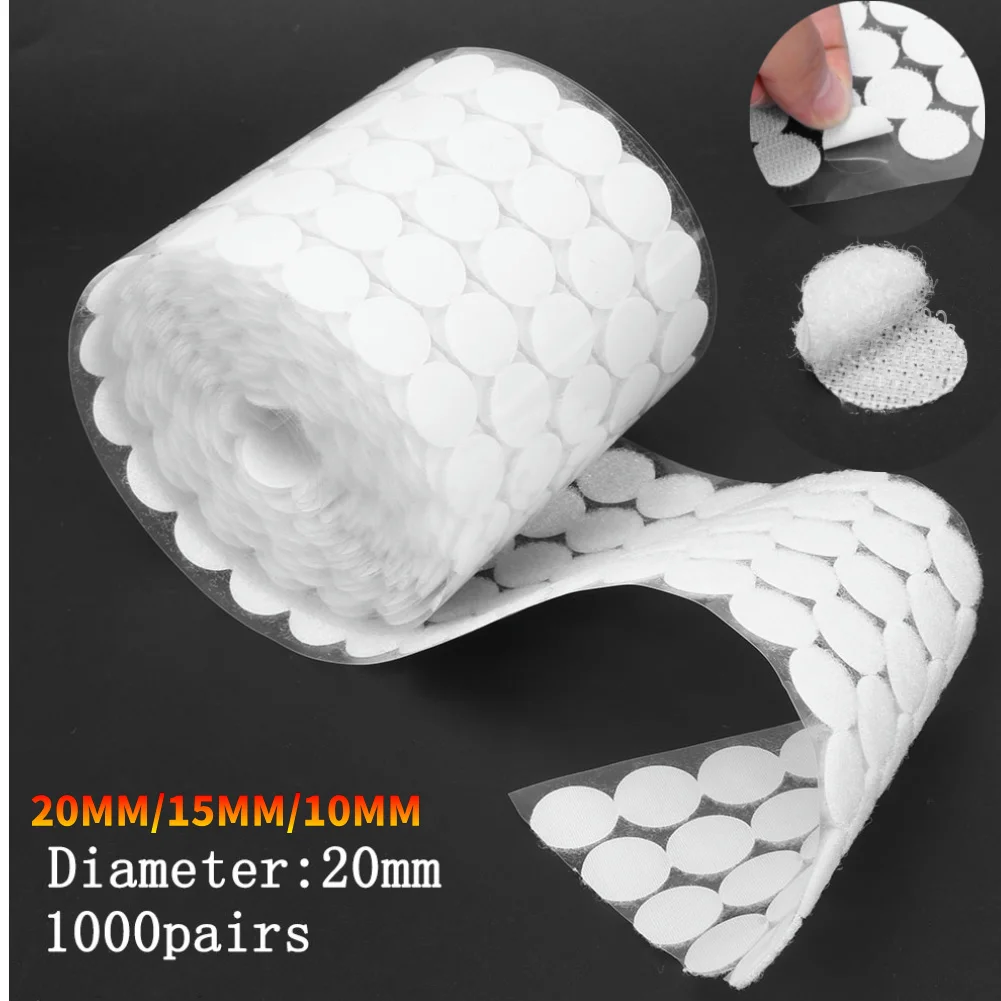 5000–1000 Paar 20/15 mm doppelseitig klebendes Befestigungsband, Haken, gepunktete Vorhangscheiben, weiß, für Handtaschen, Schuhe, Kleidung, Regenschirme