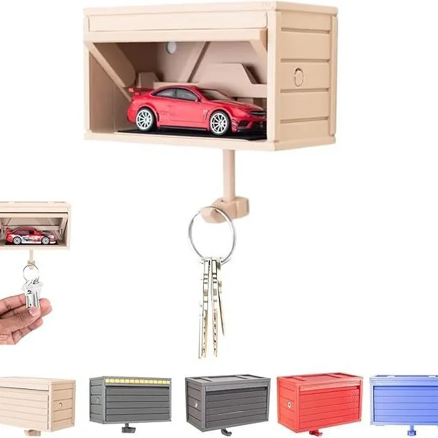 3D-gedruckter Garagen-Schlüsselhalter mit Auto-Motiv und zu öffnender Tür, für Zuhause, Schlafzimmer, Eingang, zum Sammeln von Autodekorationen, Schlüsselhaltern