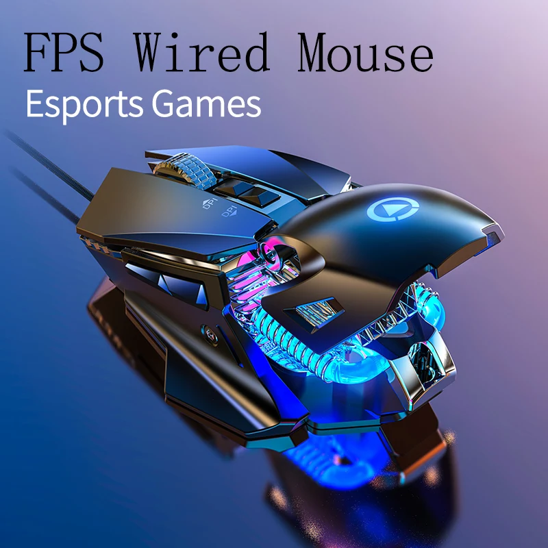 Kabelgebundene Esports-Gaming-Maus mit RGB-Hintergrundbeleuchtung, 200–7200 DPI, verstellbar, USB-Kabel für PC, Laptop, FPS, Spiele, Computerzubehör Image