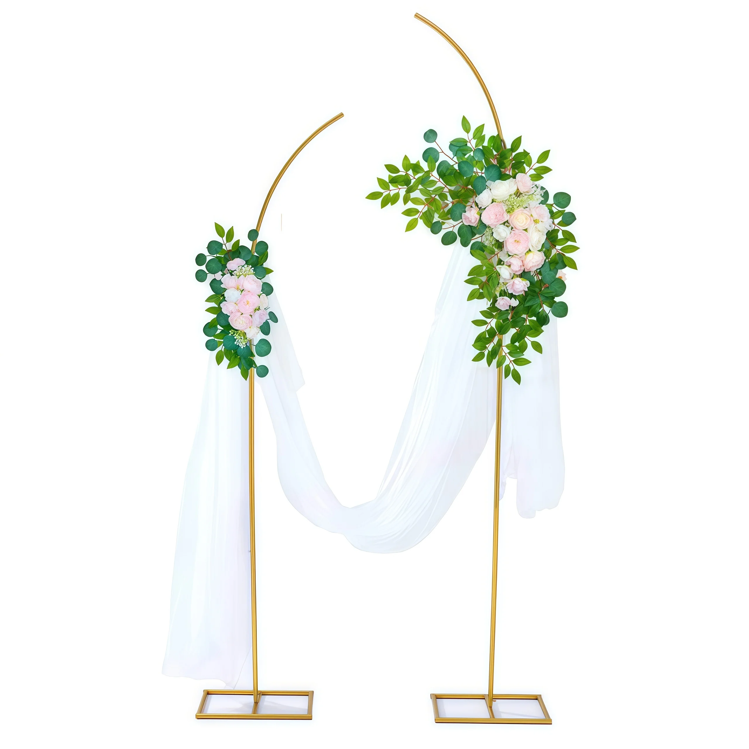2-teiliges gebogenes Bogenständer-Set, goldener Ballonrahmen und Hintergrundhalterung für Hochzeit, Brautparty, Zeremonie, Verlobungsfeier Image