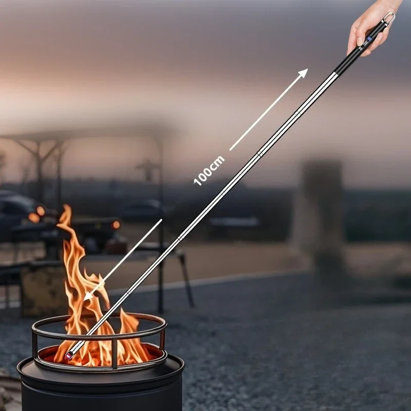 Ultralanges Teleskop-USB-Lichtbogenfeuerzeug, sicherer, umweltfreundlicher, wiederaufladbarer Zünder für Grill, Küche, Kamin, winddichtes USB-Feuerzeug