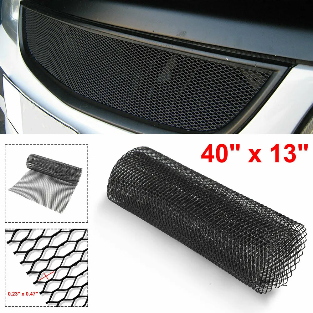 40''x13'' Aluminium Mesh Grill Abdeckung Auto Stoßstange Kotflügel Haube Vent Grille Net Schwarz Image