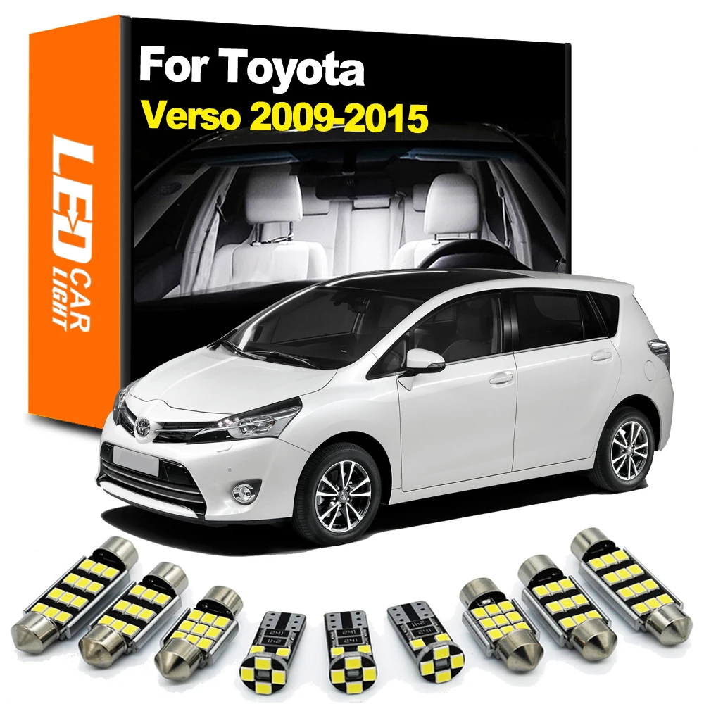 Zoomsee 11Pcs Interno HA CONDOTTO LA Luce Kit Per Toyota Verso 2009 2010 2011 2012 2013 2014 2015 Canbus Lampadina Della Cupola Della Lettura del Tronco Del Veicolo