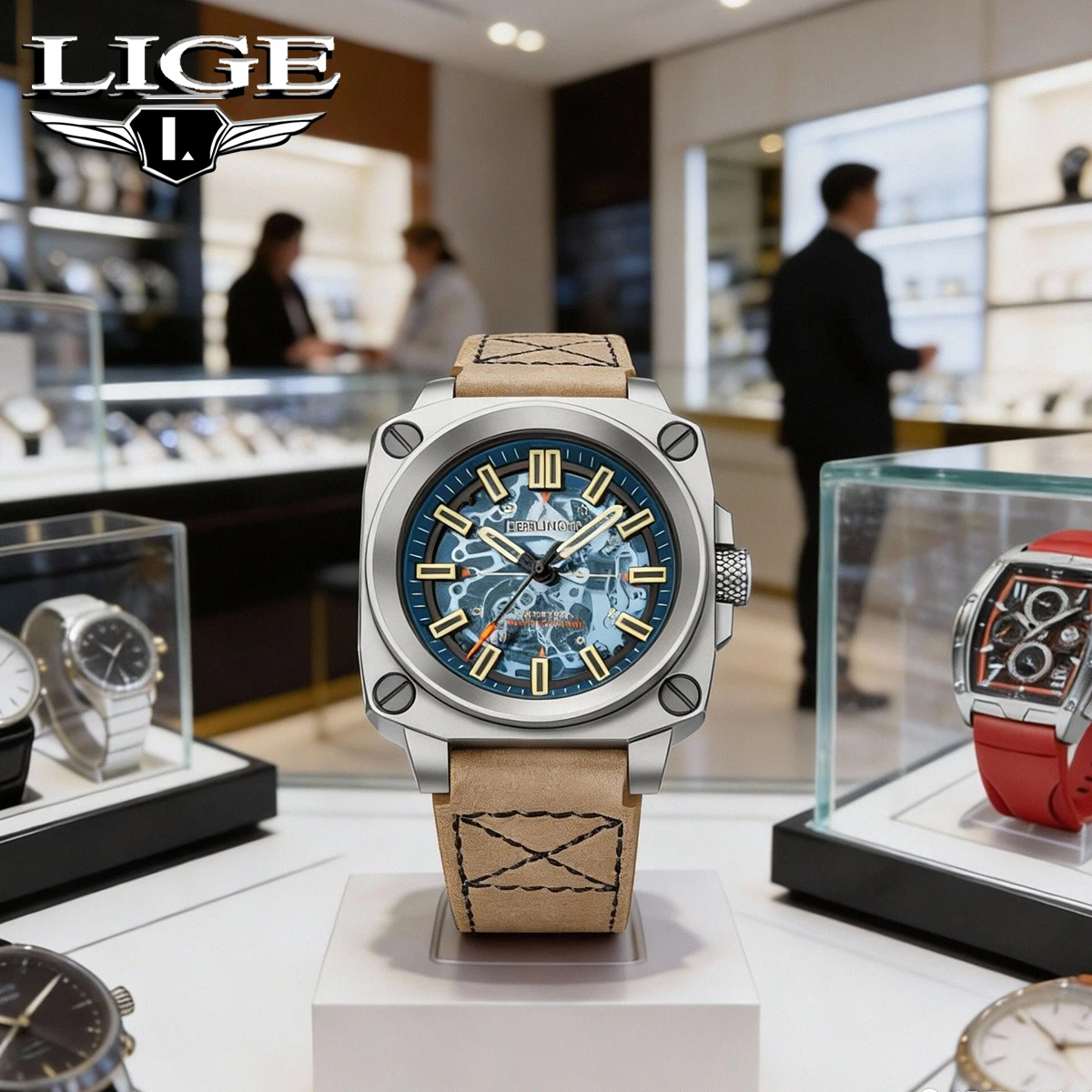 FEELNEVER Mechanische Uhren Taucheruhr Automatikuhr Reloj Hombre Montre Homme lLuxe 100M Wasserdicht Datum Leuchtend + Box Image