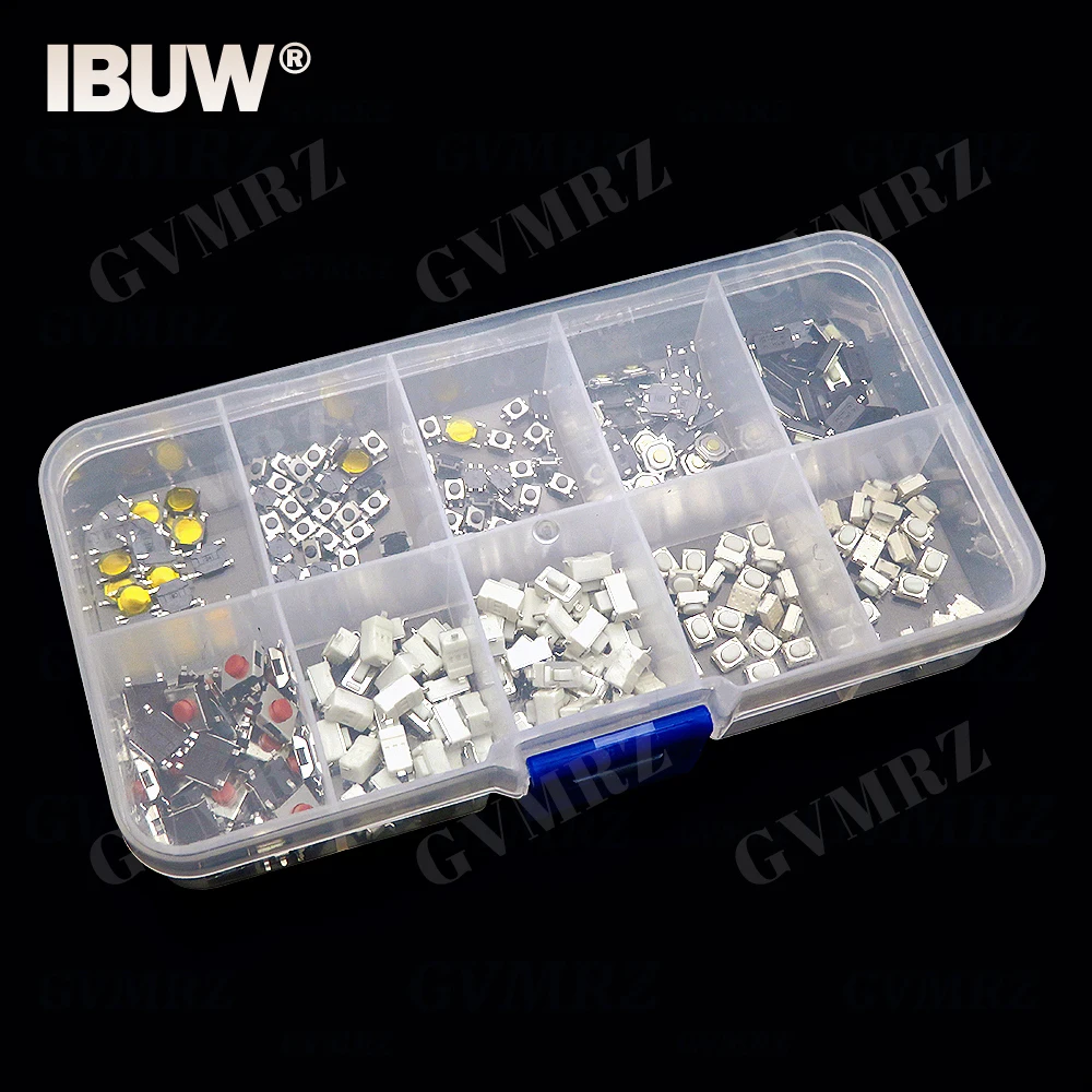 250 Stücke Micro Tactile Tact Push Button Schalter Sortiertes Kit 2 P 4 Pin SMD PCB Momentary Self-reset Auto Fernbedienung Schalter Reparatur Image