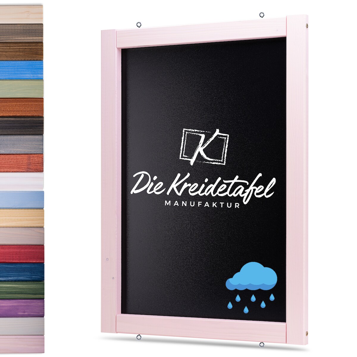 Die Kreidetafel Manufaktur Wetterfeste Outdoor Kreidetafel mit Holzrahmen / Zartrosa 55x150cm Image