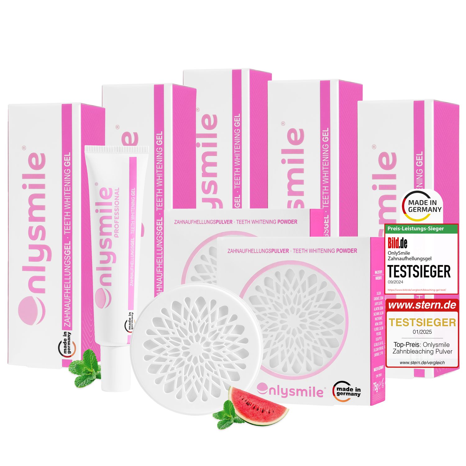 Onlysmile® 1-Year Whitening Bundle – 5 gel sbiancanti & 2 polveri 7 pz
