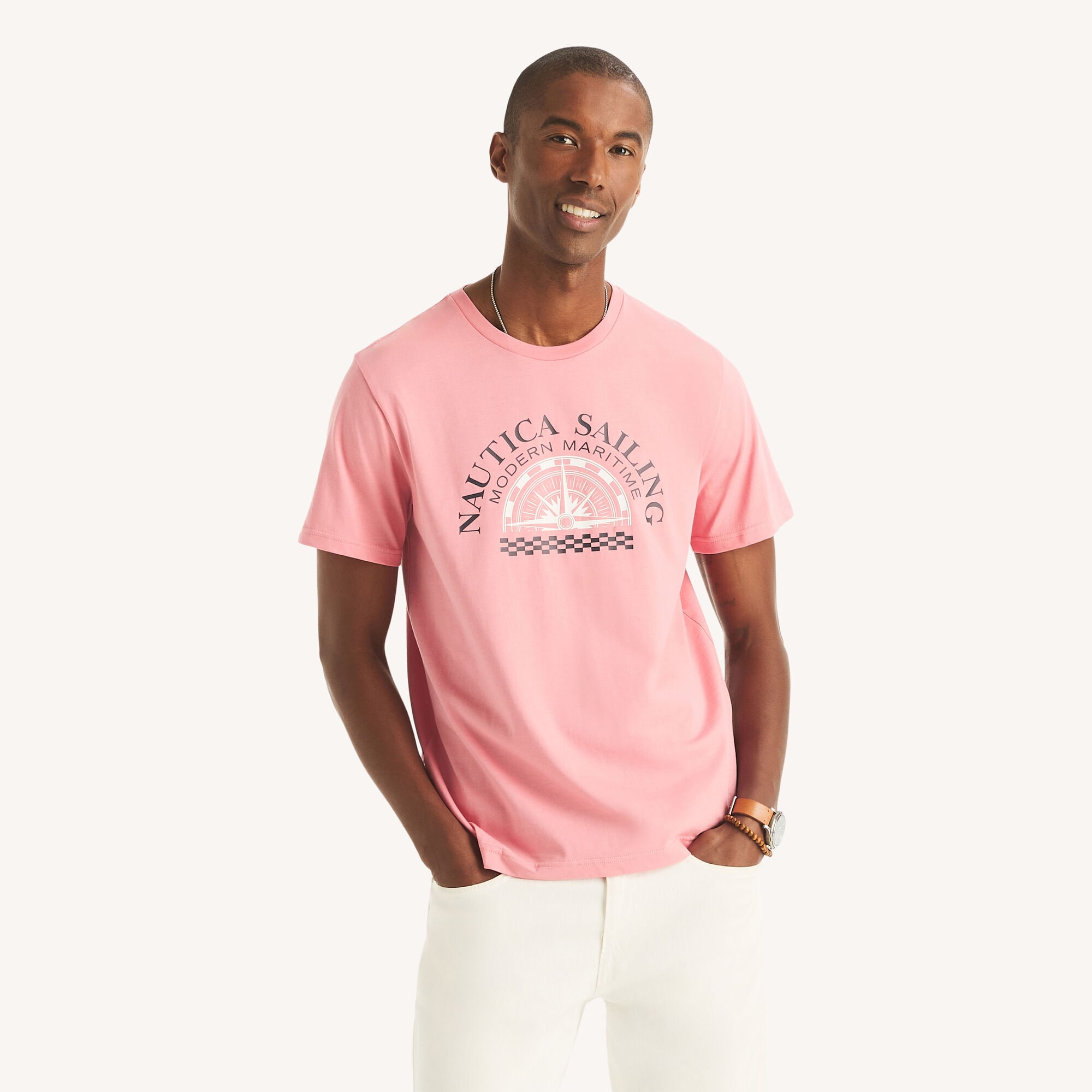 Nautica Men's Modern Maritime Graphic T-Shirt 668 (Mauve Glow), L