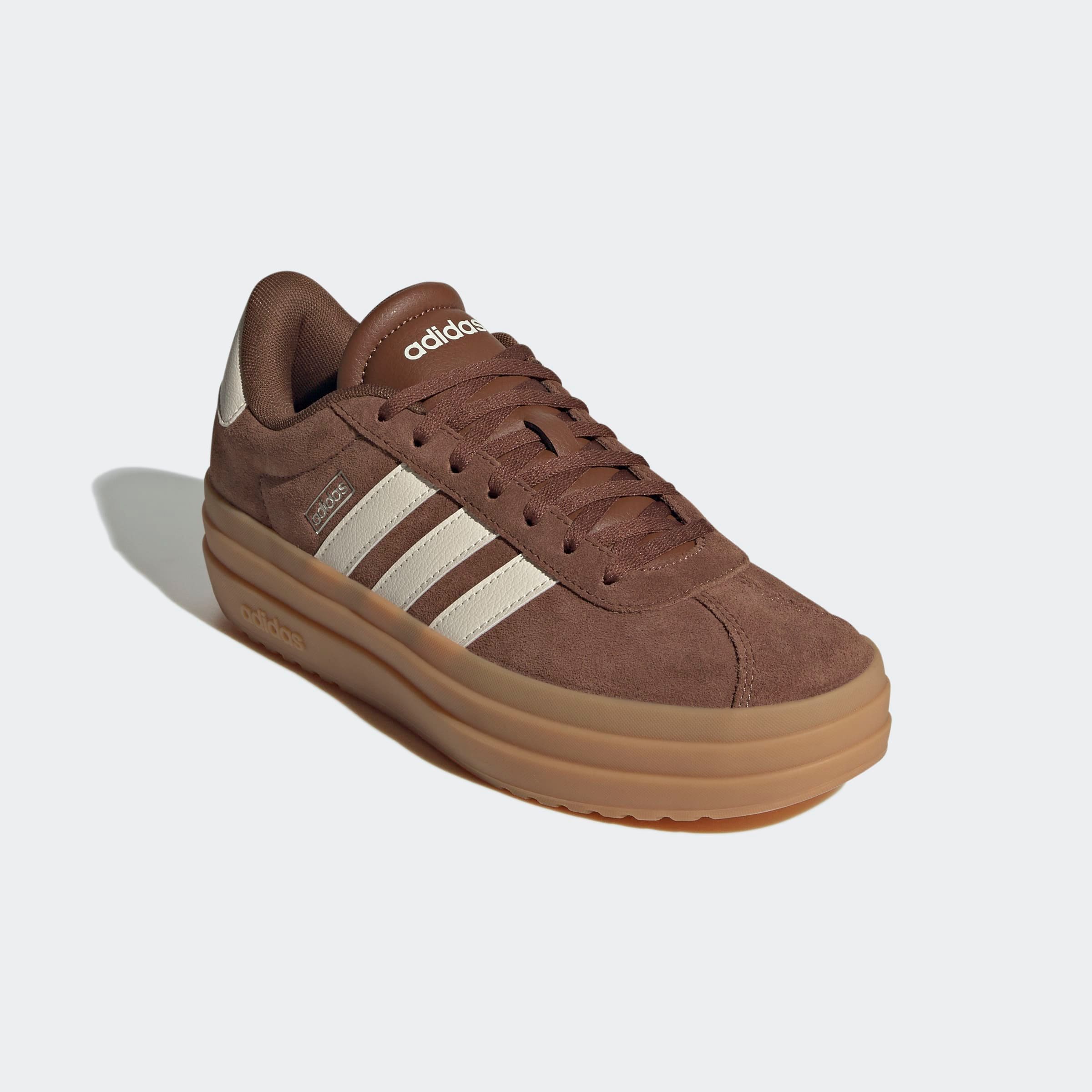 Plateausneaker ADIDAS SPORTSWEAR "VL COURT BOLD", Gr. 36, preloved braun, chalk weiß, wonder beige, Leder, Synthetik, Schuhe Plateausneaker, Design auf den Spuren des adidas Gazelle Bold, Topseller