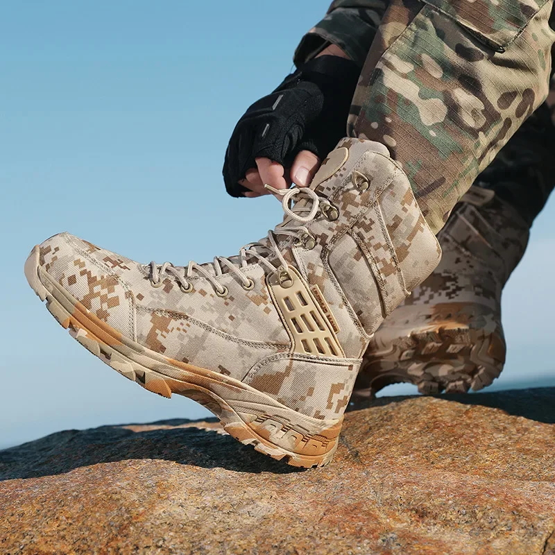 Heißer Camouflage männer Wanderschuhe High Top Trekking Schuhe Männer Jagd Boot Im Freien Nicht-slip Wüste Stiefel Mann Klettern schuhe