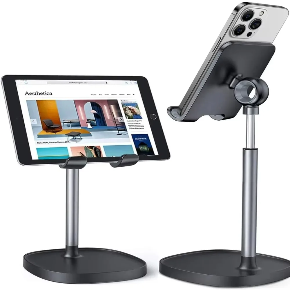 LISEN Verstellbarer, ergonomischer Desktop-Ständer für Smartphones und Tablets, universelle Kompatibilität, Kabelmanagement für ordentliche Schreibtischaufrichtung Image