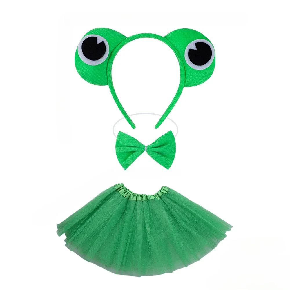 Weihnachten Erwachsene Kinder Niedlich Frosch Auge Kopf Band Haarband Rock Tutu Schleife Schwanz für Halloween Dress-Up Geburtstag Party liefert Image