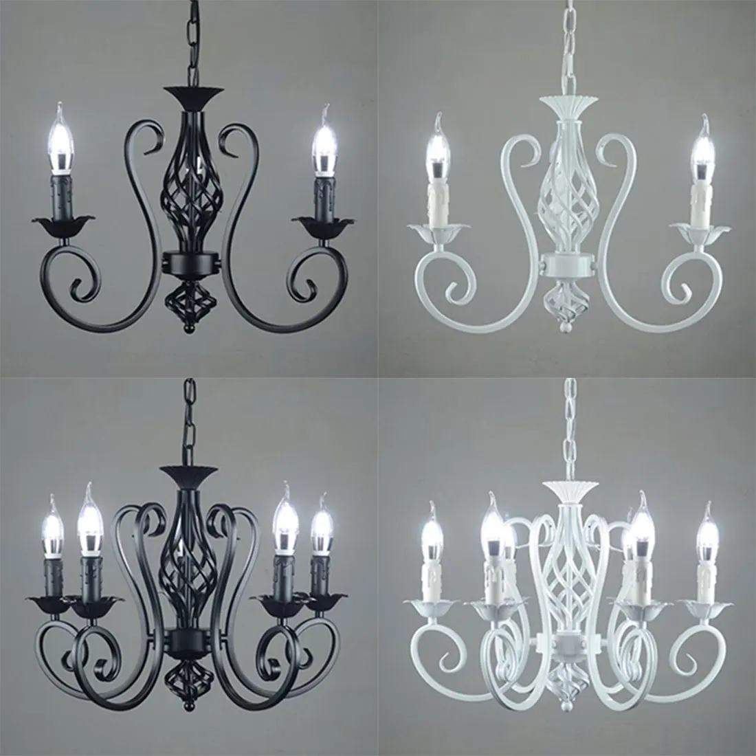 Industrielle lustre kronleuchter schmiedeeisen 3 5 6 licht kronleuchter vintage leuchter retro schwarz weiß hängen lampe großhandel