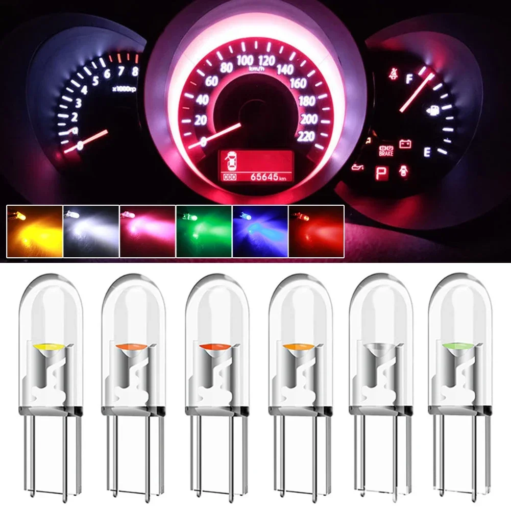 10 Teile/satz Transparent T5 LED W3W COB Led-lampe Auto Instrument Anzeige Licht Lesen Lampe Auto Innen Dashboard Erwärmung Lampe