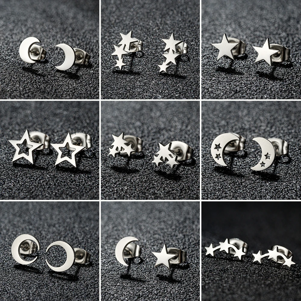 Mode Edelstahl Ohrringe Mädchen Kleine Nette Triple Star Punk Piercing Ohr Stud Ohrring Frauen Starry Minimalistischen Schmuck
