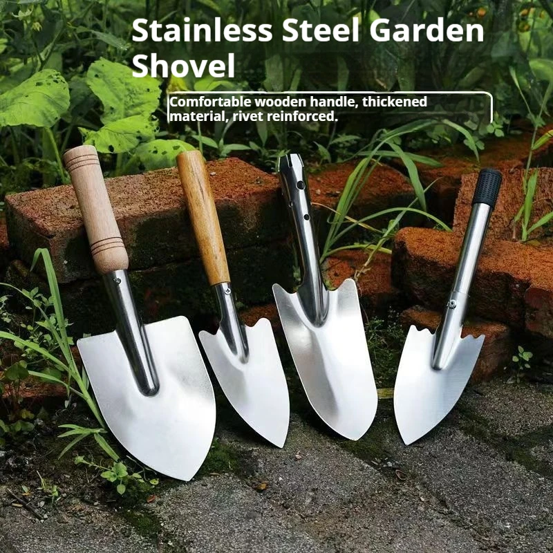 Pelle de jardinage en acier inoxydable, outil de plantation de fleurs, petit outil manuel de jardin, désherbage, pelle de creusement du sol pour la ferme et le jardin