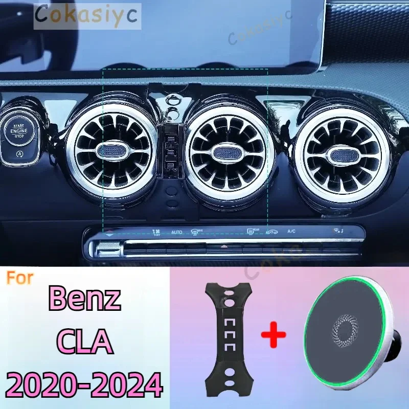 Für Mercedes Benz CLA C118 2020-2024 Magnetische Telefon Halter 15W Drahtlose Lade Telefon Stehen MagSafe Telefon Unterstützung benutzerdefinierte Basis Image