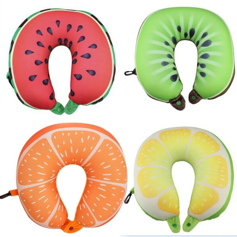 Obst u-förmige Reise kissen Nanopartikel Nacken kissen Wassermelone Zitrone Kiwi Orange Auto kissen weiches Kissen Image