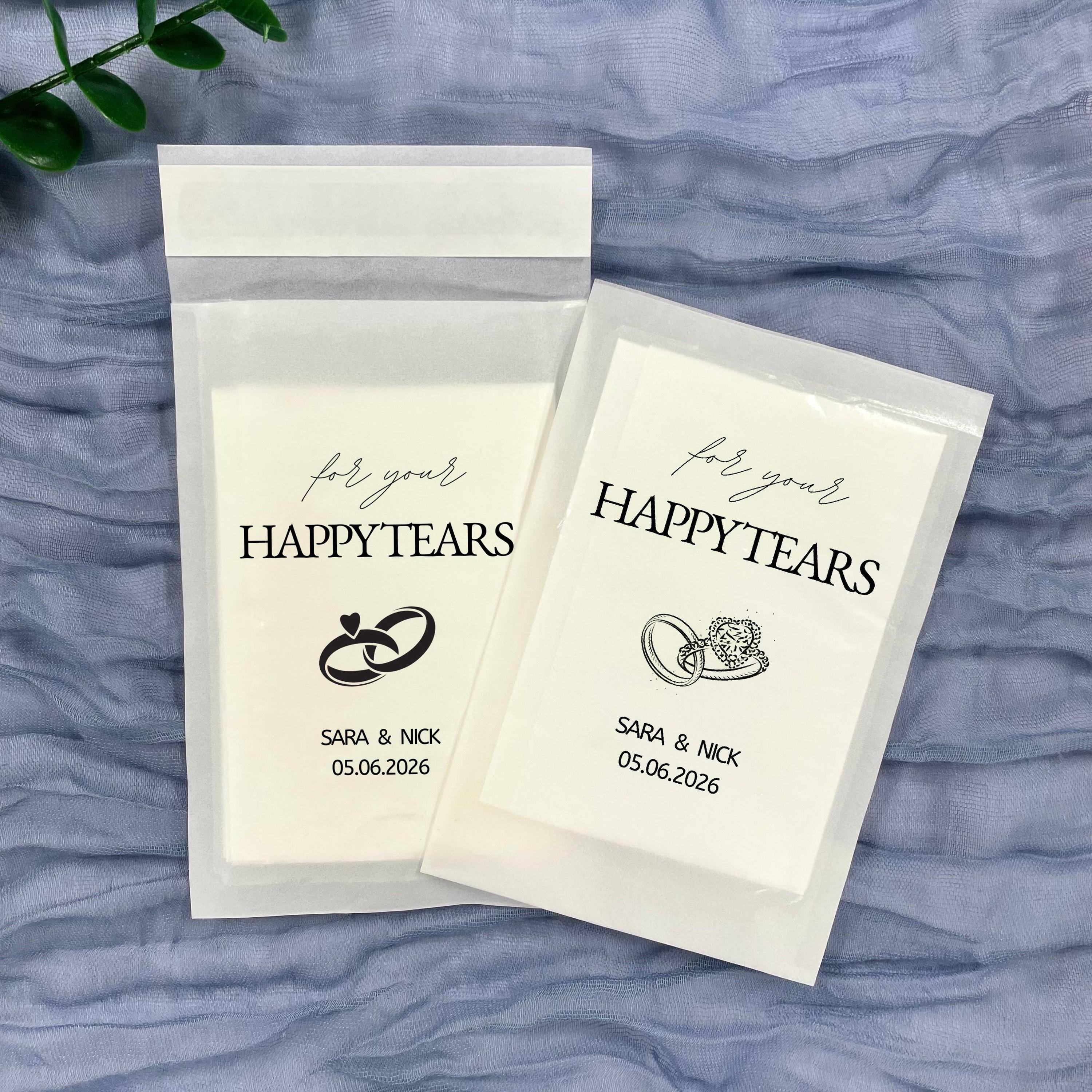 20 confezioni di fazzoletti personalizzati per matrimonio / Confezioni di coriandoli personalizzati per matrimonio / Happy Tears / Confezioni di coria