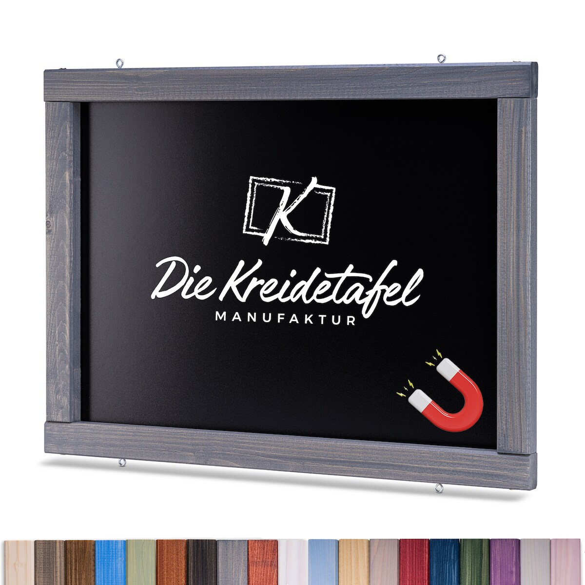Die Kreidetafel Manufaktur Magnetische Kreidetafel - Magnettafel mit Holzrahmen / Grau 65x65cm Image