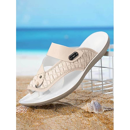 Weiße Herren-Freizeitsandalen – hochwertige, leichte Sandalen für Strand, Resort und Hochzeiten Image