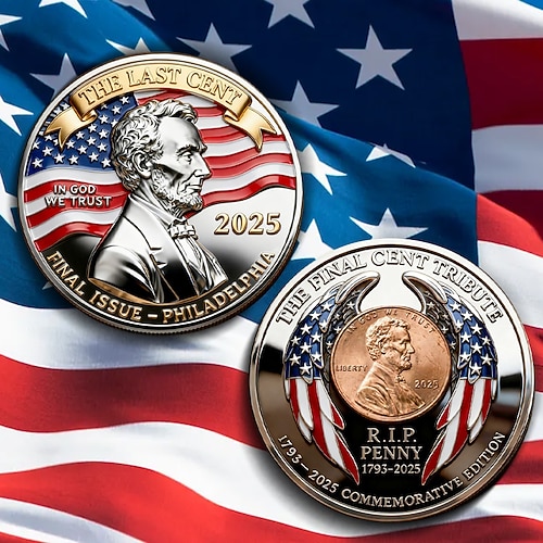Gedenkmünze „The Last Cent" – zur Ehrung von 232 Dienstjahren, Lincoln-Gedenkmünze aus Metall, Sammlermünze, Gedenkmünze zur amerikanischen Geschichte, vergoldetes Souvenir Image