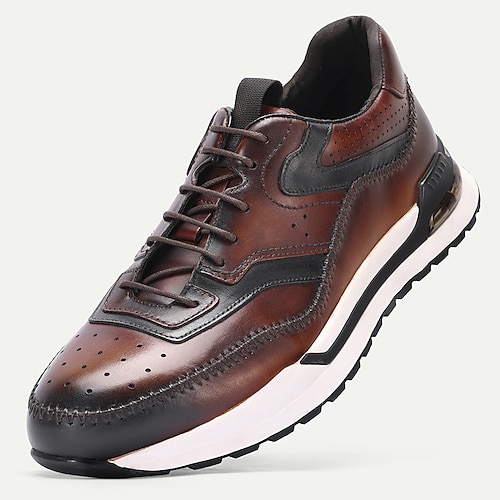Braune Herren-Sneaker aus Leder – hochwertiges Rindsleder mit perforiertem Design für bequemes und stilvolles Gehen Image
