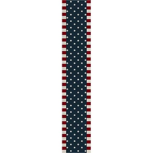 1 Tischläufer (33 cm x 275 cm), blau-weißes Sternenmuster, Tischsets zum Thema Unabhängigkeitstag (4. Juli), patriotische Küchendekoration Image