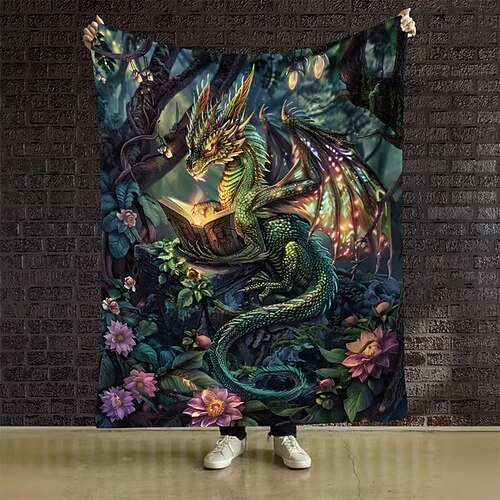 Decke Fleecedecken Überwurfdecke für die Couch Drache Geschenk Klassisch 3D Fantasie Sofa Bett Dekorative Decke Warme Decke Wohndeko Image