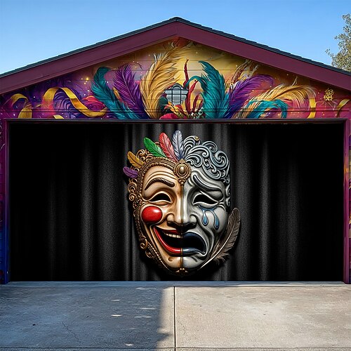 Karneval Garagentorabdeckung Großes Hängendes Maske Feder Luxus 3D Lebendig Party Outdoor Hintergründe aufnehmen Vordert¨¹r? Maskerade Wohndeko Image