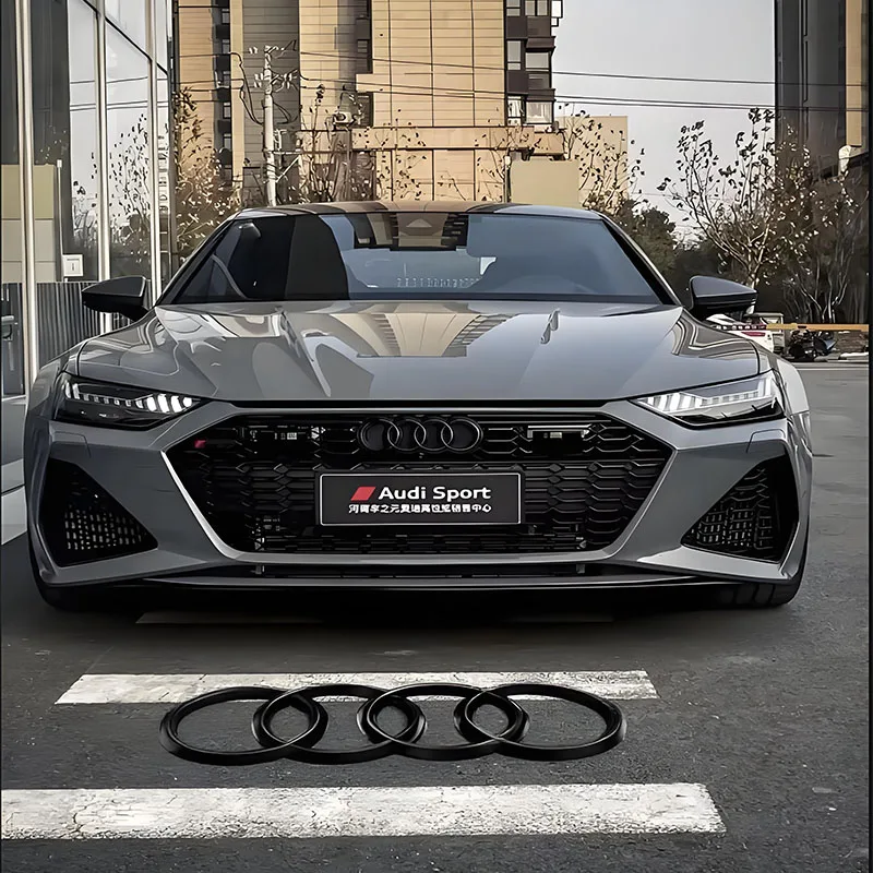 Audi Nero/Argento 4 Anello Logo Cofano Auto Cofano Anteriore Griglia Baule Posteriore Emblema Logo Distintivo Adesivo Per A5 A6 A7 A3 A4 Q2 Q3 Q5 Q8 TT