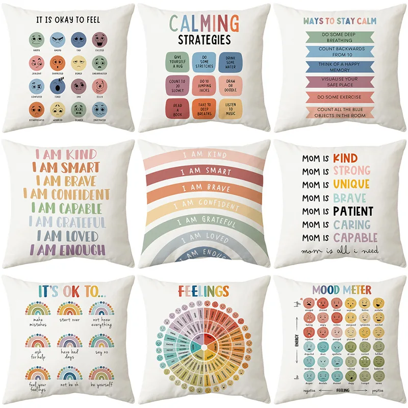VIKAMA Heilender Regenbogen-Ermutigungskissenbezug, Wohnzimmer, Sofa, Schlafzimmer, Dekoration. Erstellen Sie eine positive emotionale Atmosphäre Image
